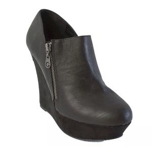 Guess Perika Ankle Wedge Vegan Leather Black Boots